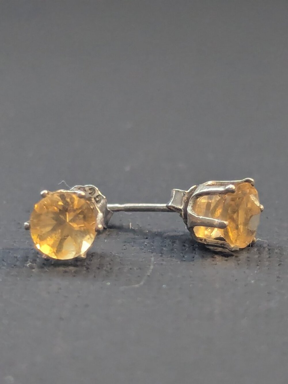 Citrine Stud Earrings, Sterling Silver